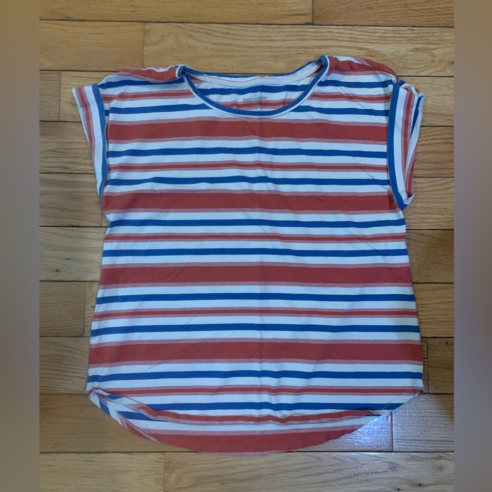 L.L. Bean Red and Blue Striped Muscle Tee